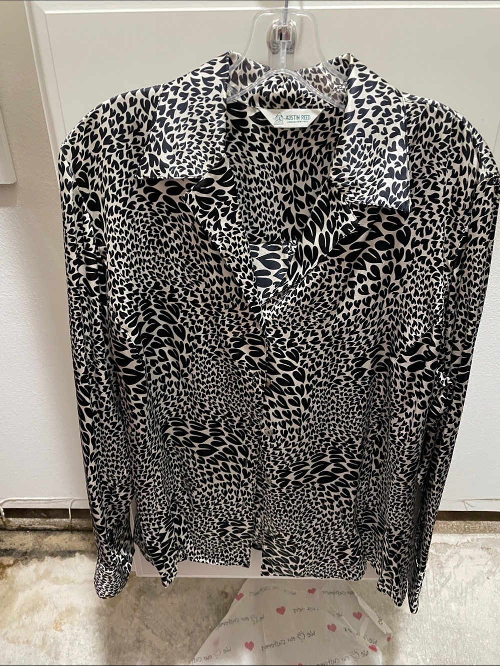 Austin Reed 100% Black and White Heart Print Blouse